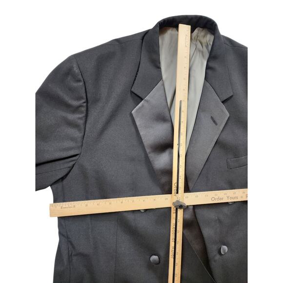 Perry Ellis Double Breasted Suit Jacket 50 Long Tuxedo Style Formal Blazer USA - Picture 14 of 16